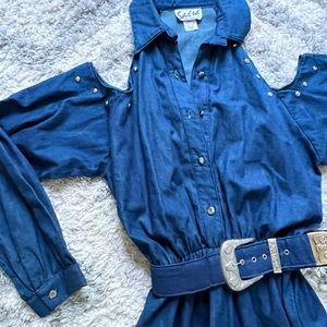 Vintage 70’s western boho cold shoulder dress